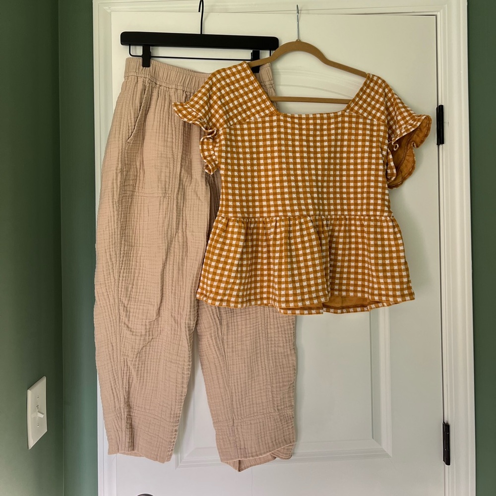 Madewell Bundle: Peplum Top & Gauze Balloon Pants - S